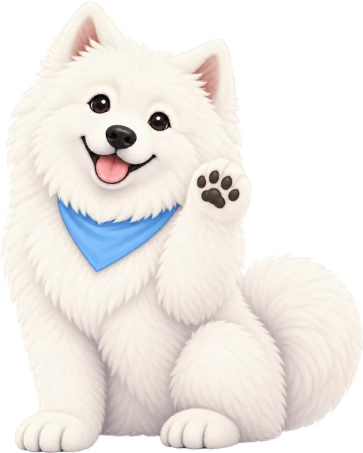 Sammy the Samoyed waving